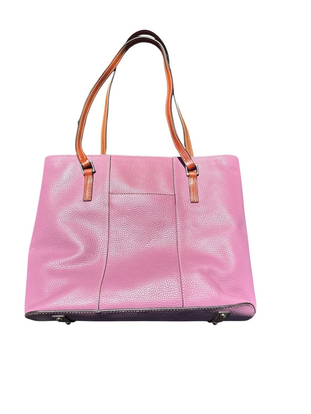 Dooney & Bourke Pink Pebbled Leather Tote with Tan Straps - Picture 2 of 6
